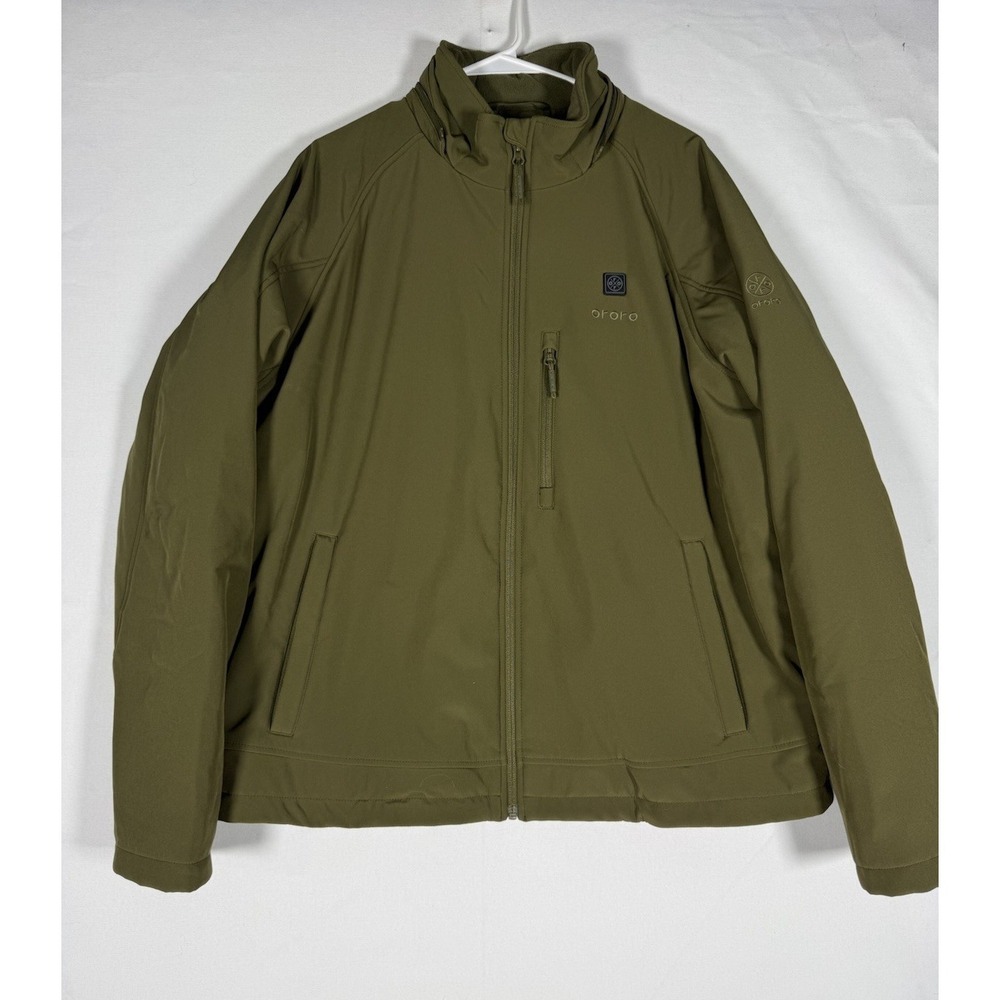 Ororo Heated Jacket Mens XL Green Zip Water Wind Resistant Missing Hood, Charger